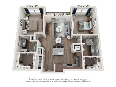 waters edge at mansfield b2 floor plan 2 bed 2 bath